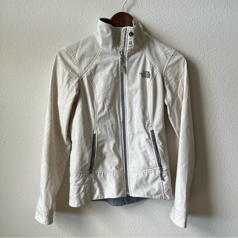 The North Face Gray and White Wind Proof Jacket with Stand-Up Collar - Picture 3 of 6